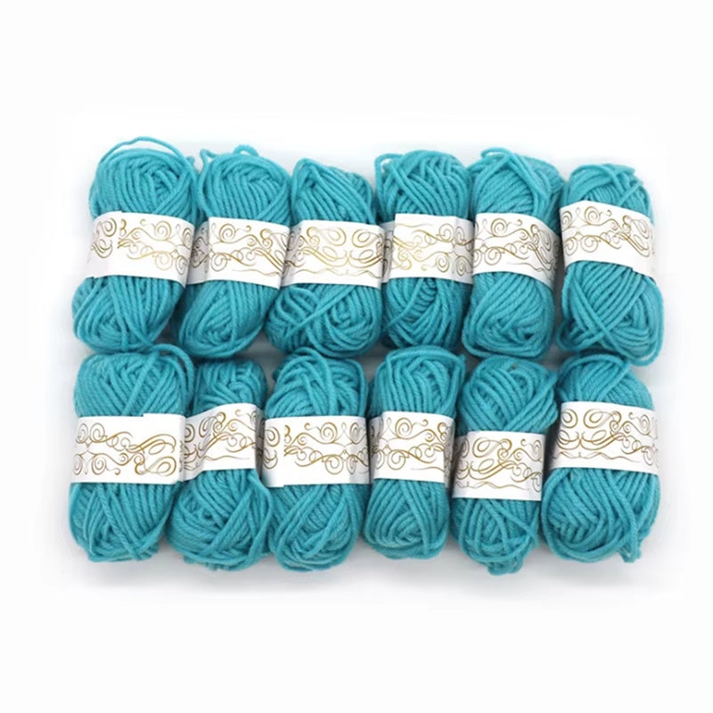 12-Piece Set of Soft Handmade Knitting Yarn - Thick Crochet Wool Line