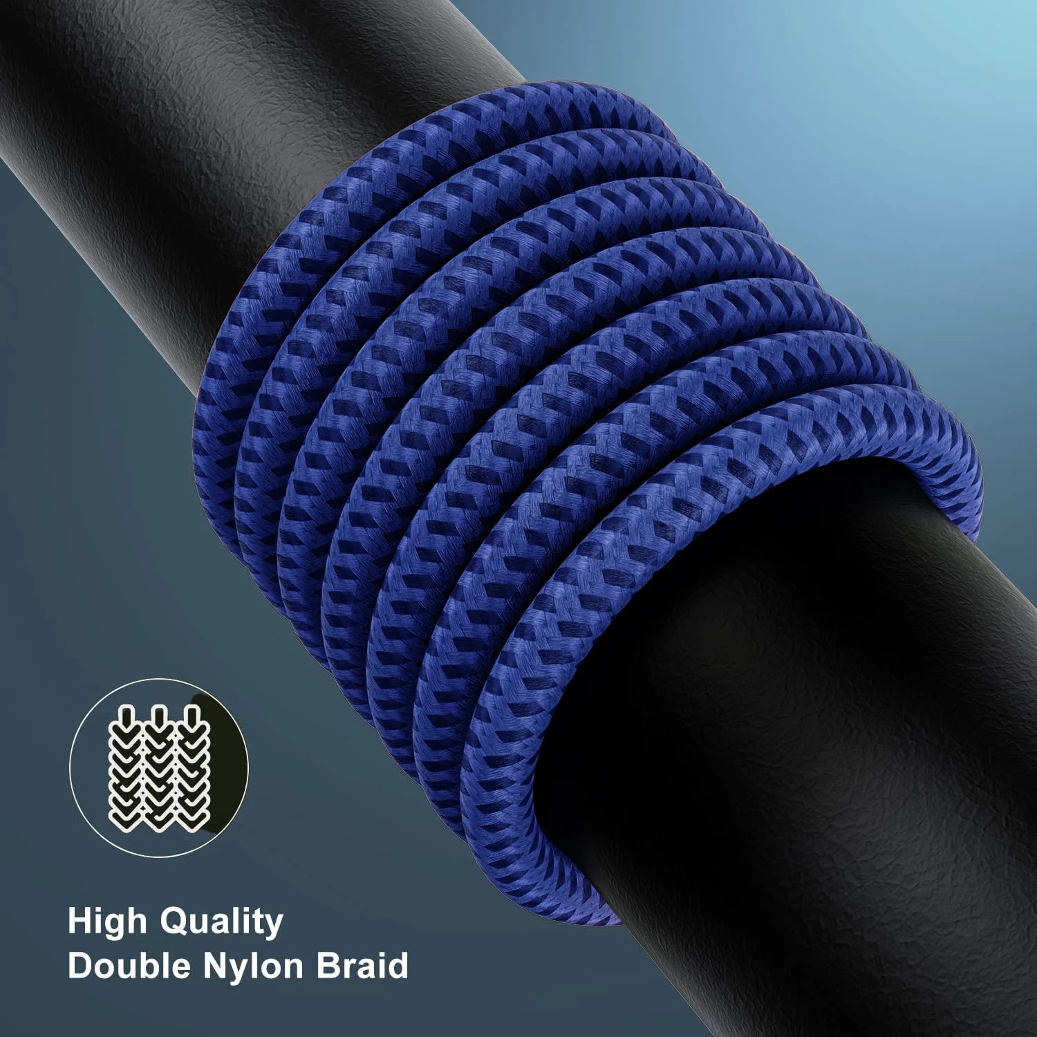 Lightning Cable, 3Pack [Apple Mfi Certified] Nylon Fast Charging (3/6/6Ft)，Compatible with Iphone 14/13/12/11 Pro Max/Pro 13/12 Mini MAX XS Xr X 6 Airpods Ipad，Blue