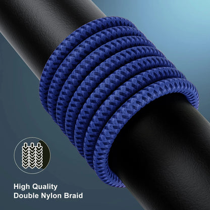 Lightning Cable, 3Pack [Apple Mfi Certified] Nylon Fast Charging (3/6/6Ft)，Compatible with Iphone 14/13/12/11 Pro Max/Pro 13/12 Mini MAX XS Xr X 6 Airpods Ipad，Blue