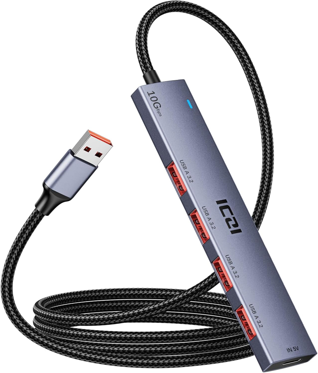 ICZI USB 3.0 Hub, 4 Ports USB Splitter Multiple Extender for Laptop, PC, Macbook, Mac Mini, Imac, Surface Pro, Mobile HDD