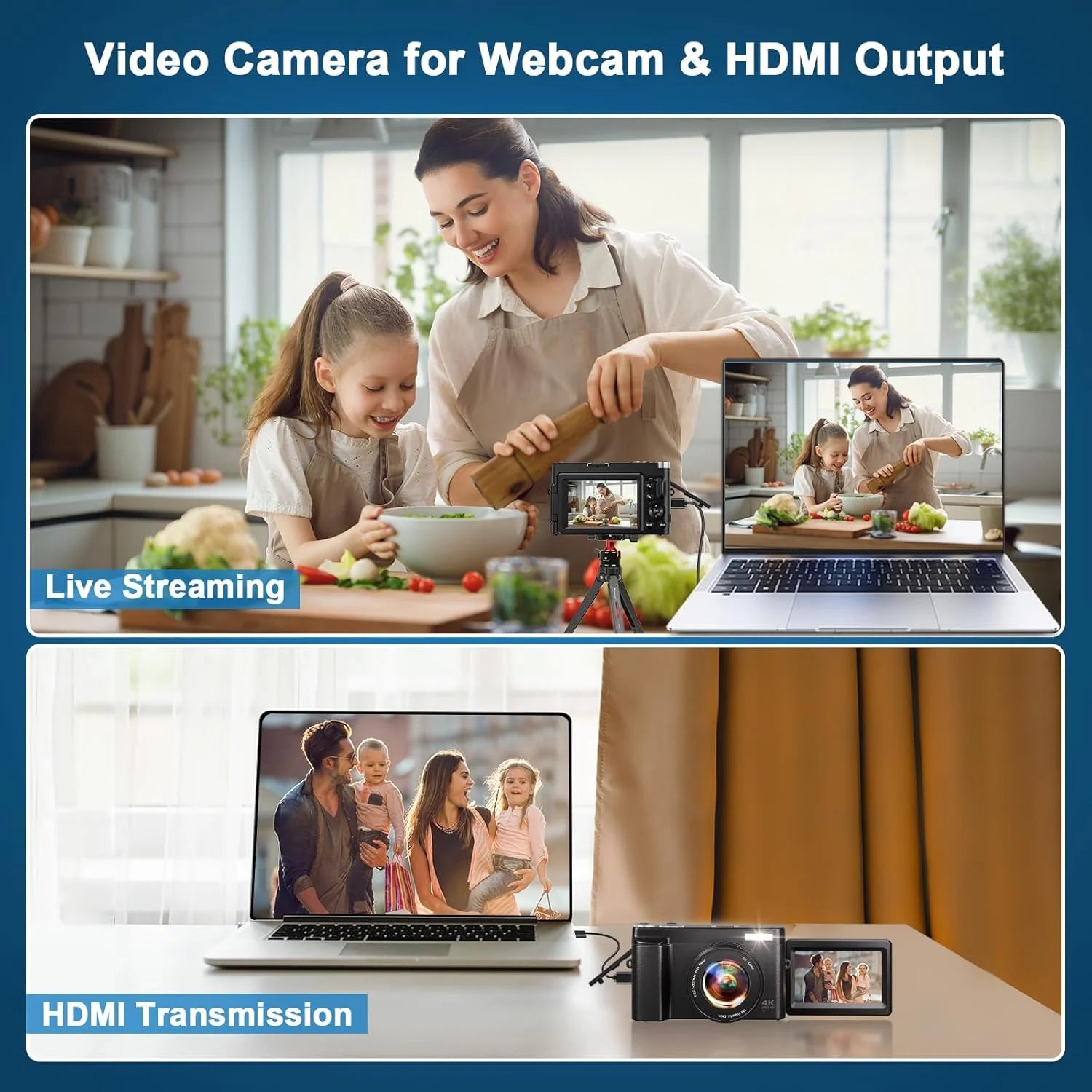 4K 48MP Digital Vlogging Camera with Autofocus and 16X Zoom, Includes 32GB SD Card for YouTube Content Creation