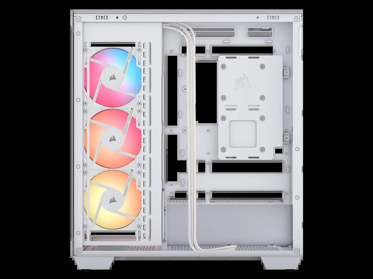 CORSAIR 3500X RS-R ARGB Mid-Tower PC Case – 3X Pre-Installed RS120-R ARGB Fans – GPU Anti-Sag Arm – Tempered Glass – Fits up to 10X 120Mm Fans – Reverse Connection Motherboard Compatible, White