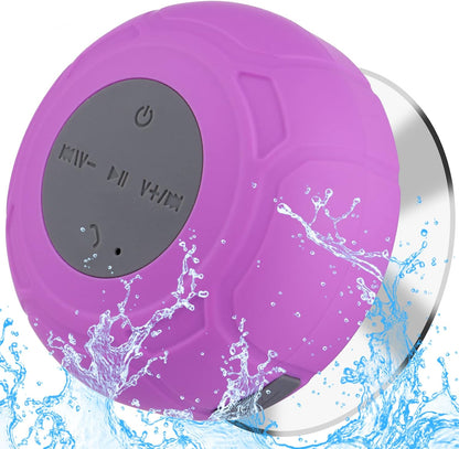 Waterproof Bluetooth Shower Speaker - Portable Wireless Water-Resistant Speaker with Suction Cup and Built-In Microphone, Ideal Gift for Kids, Compatible with iPhone, Tablets, and Suitable for Bathroom and Kitchen Use - Black