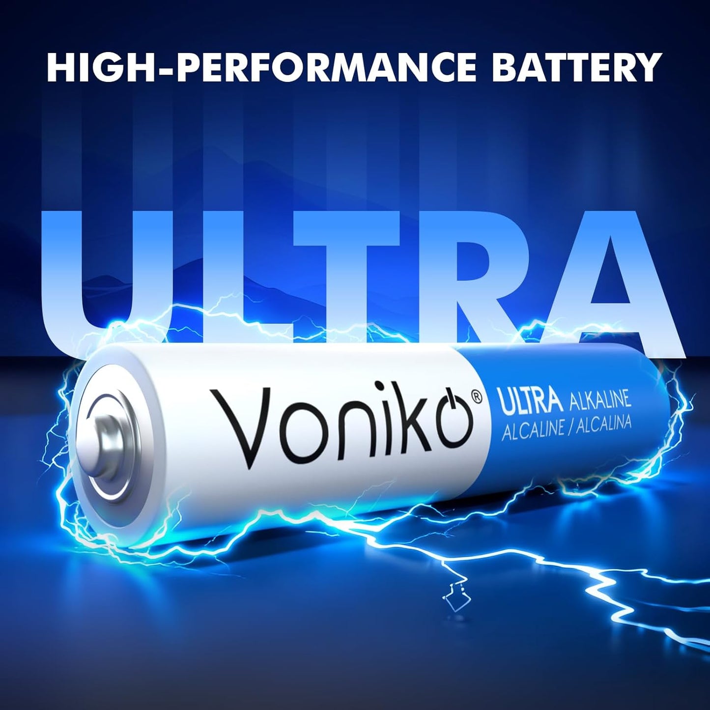 Voniko Ultra AAA Alkaline Batteries - 24 Pack, Long-Lasting Performance, 10-Year Shelf Life, Leak-Proof and Mercury-Free