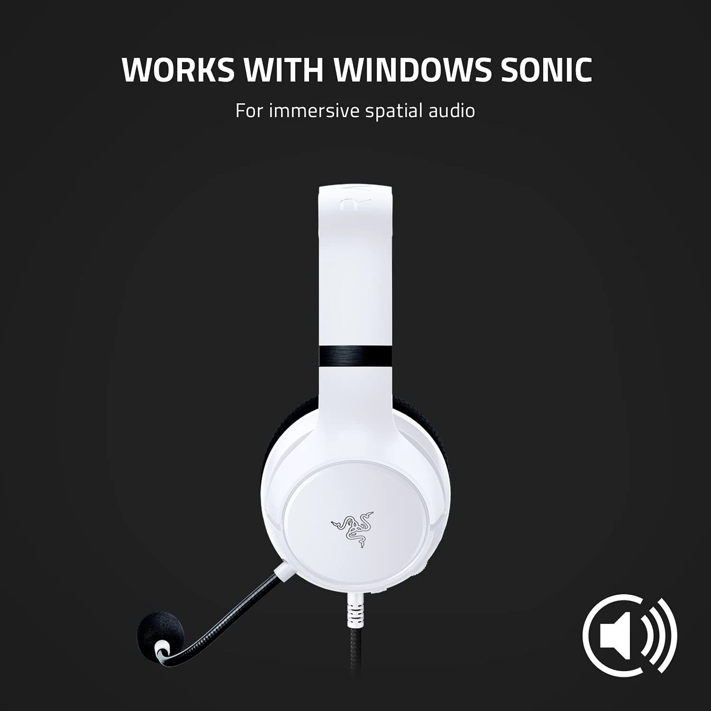 Razer Kaira X Wired Gaming Headset for Xbox Series X|S, Xbox One, PC, Mac, and Mobile Devices - Featuring Triforce 50mm Drivers, Hyperclear Cardioid Microphone, Flowknit Memory Foam Ear Cushions, and On-Headset Controls - White