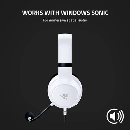 Razer Kaira X Wired Gaming Headset for Xbox Series X|S, Xbox One, PC, Mac, and Mobile Devices - Featuring Triforce 50mm Drivers, Hyperclear Cardioid Microphone, Flowknit Memory Foam Ear Cushions, and On-Headset Controls - White