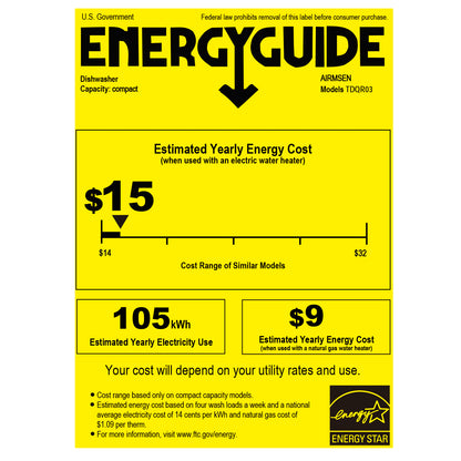 Compact Countertop Dishwasher with 5-Liter Integrated Water Tank and Air-Dry Function, 5 Washing Programs, Model AE-TDQR03