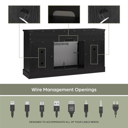 Ashton Lane Electric Fireplace TV Stand with Remote for Tvs up to 65In, Black Oak