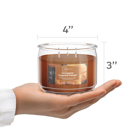 3-Wick Scented Candle in Glass Jar, Cinnamon Sugared Pretzel Gourmand, 11.5 Oz