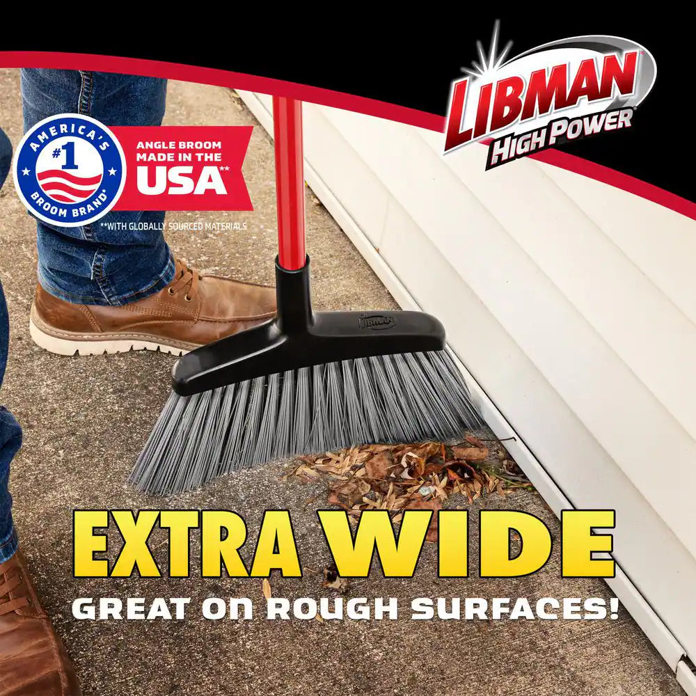 15 In. High Power Rough Surface Angle Broom with Steel Handle