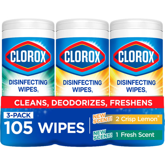Bleach-Free Disinfecting and Cleaning Wipes, 35 Count per Pack, Set of 3