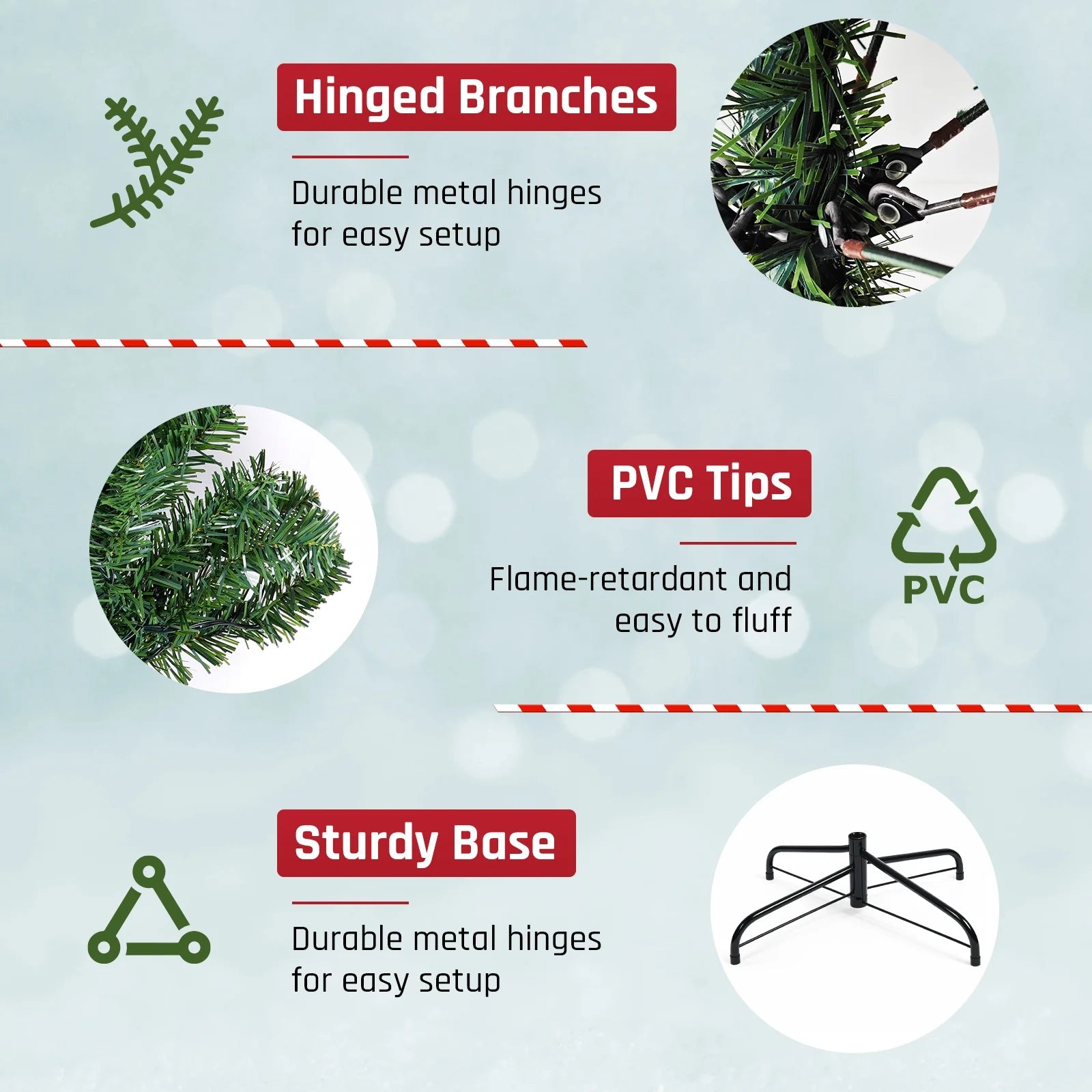 7.5-Foot Pre-Lit Artificial Christmas Tree with 18 Ornaments, Green Holiday Tree for Indoor and Outdoor Decoration