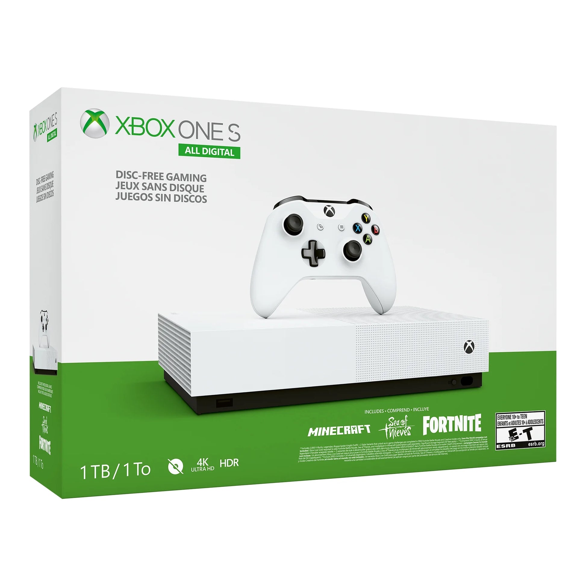 Xbox One S 1TB All Digital Edition with 3 Games Bundle (Disc-Free Gaming), White[Previous Generation]