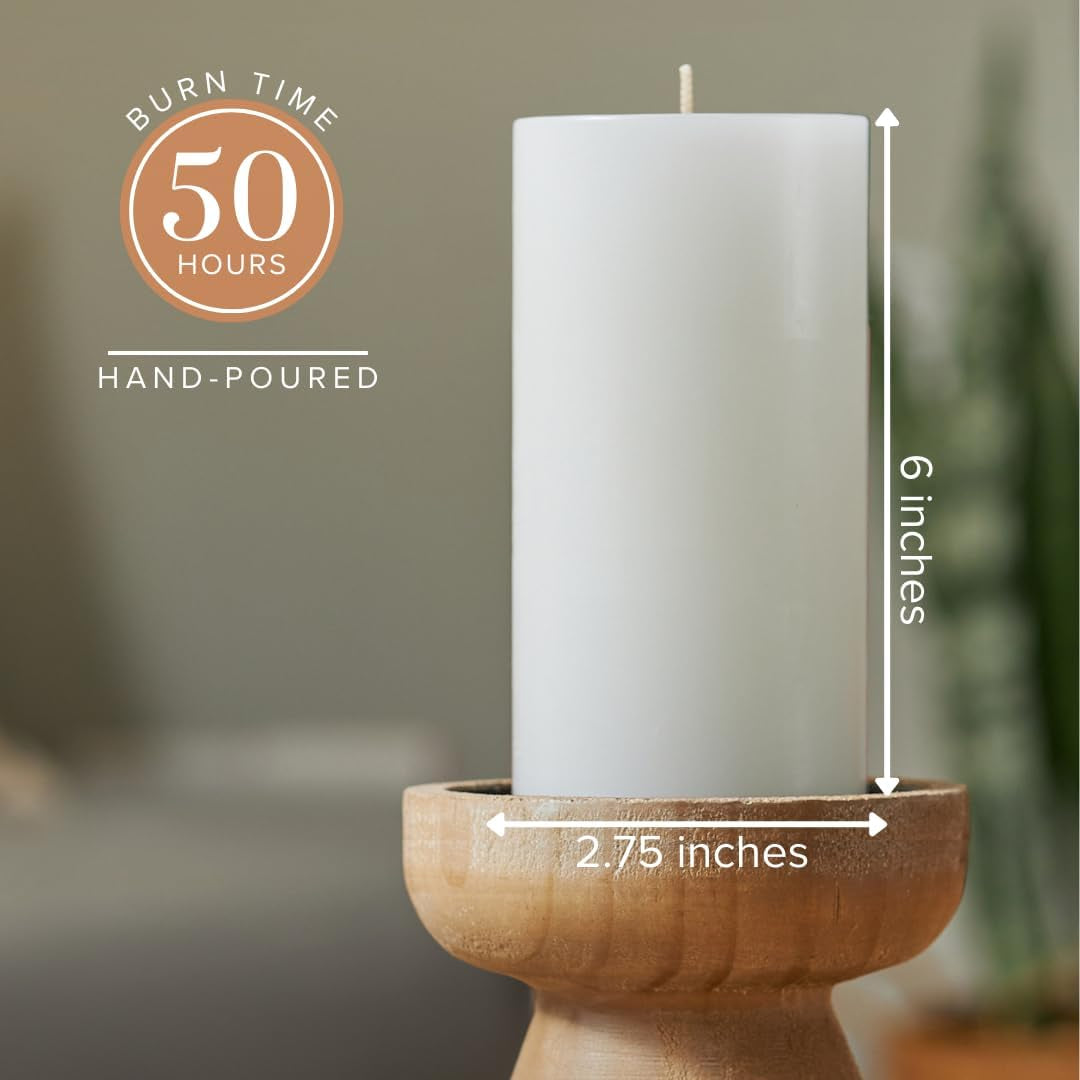 Simply Soson Set of 3 Unscented White Pillar Candles, 3x6 Inch, Smooth Texture, Dripless Design - Ideal for Weddings, Parties, Spas, Dinner, Home Décor, and Church Use