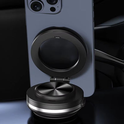 Magnetic Car Phone Mount with Vacuum Double-Sided Suction Cup, Folding Bracket, and 360-Degree Rotation