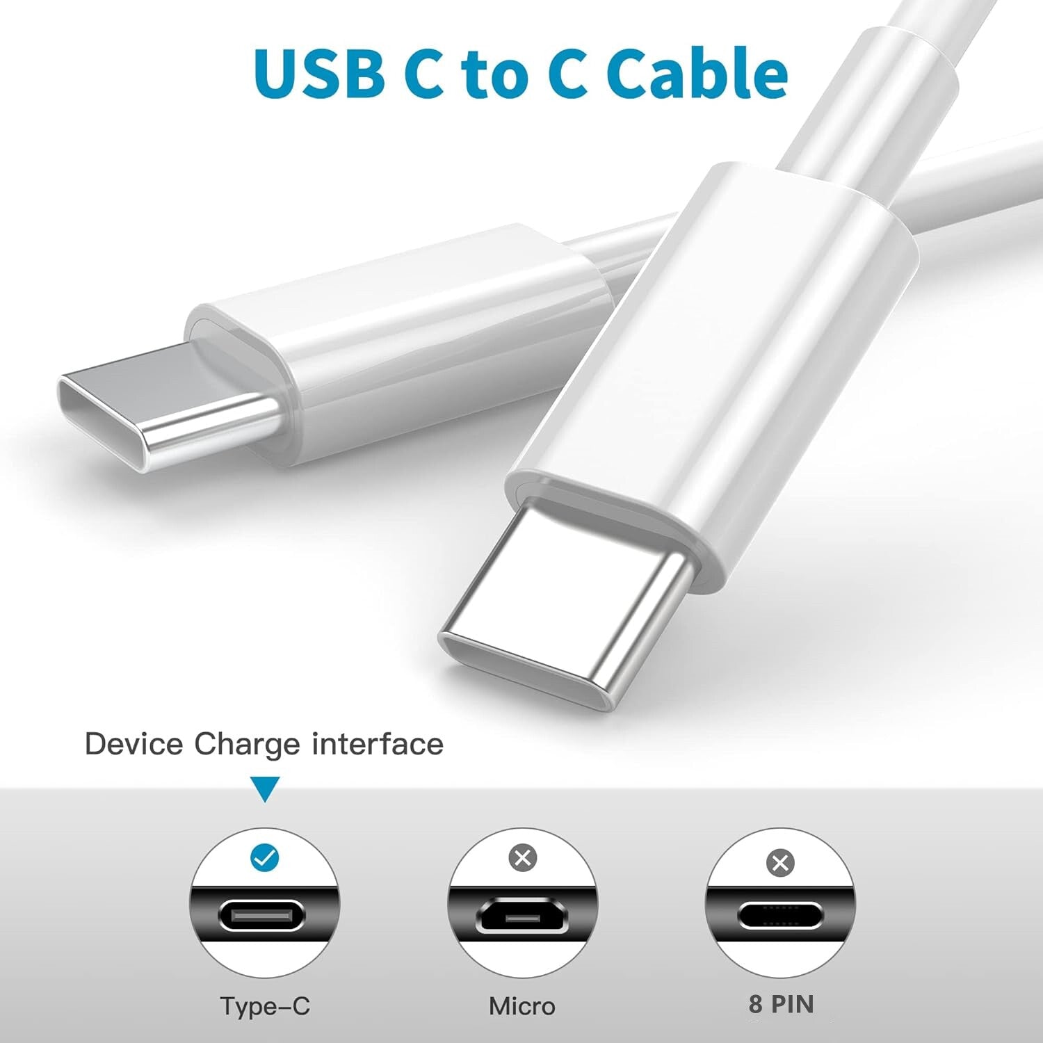 3-Pack USB-C to USB-C Fast Charging and Data Sync Cables
