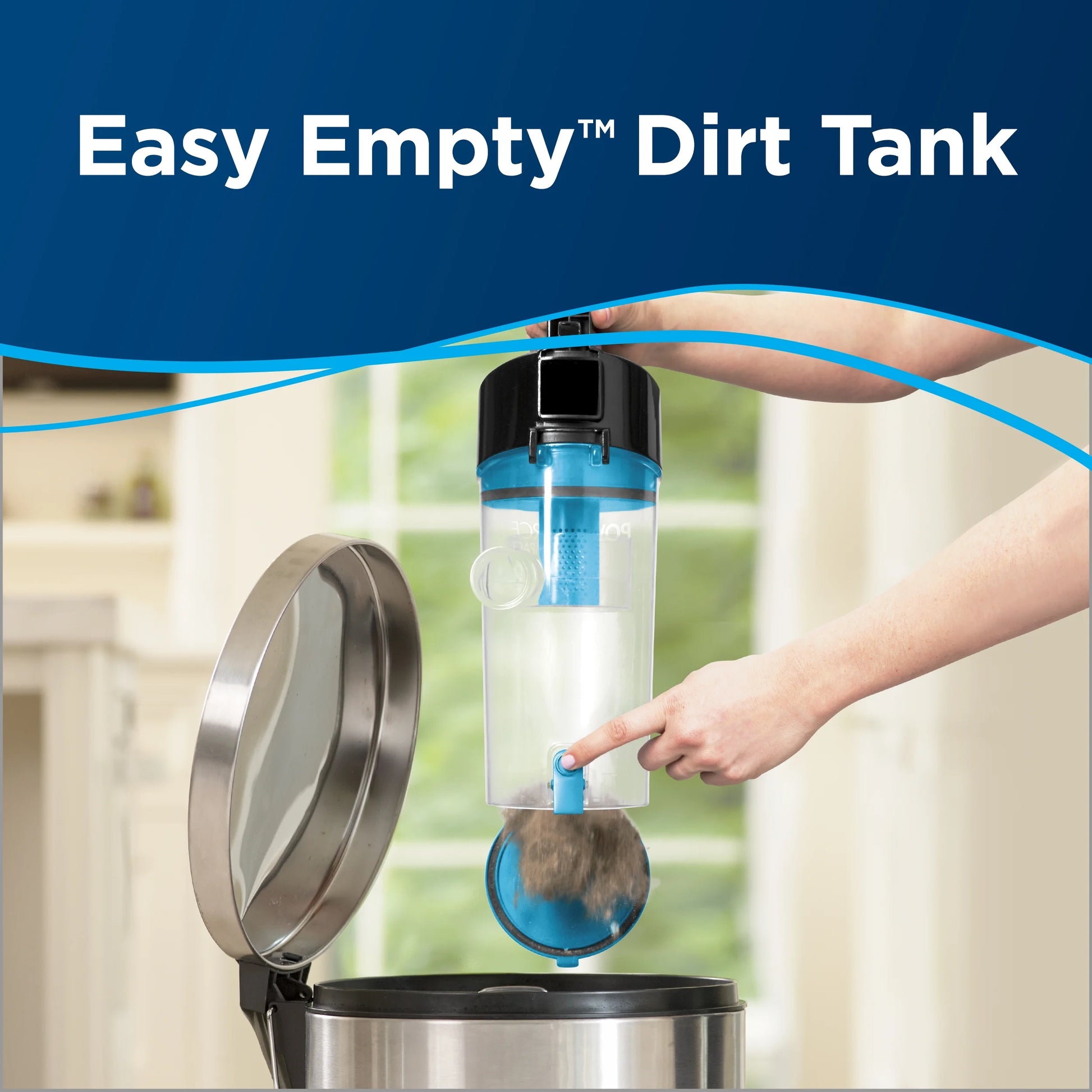 Powerforce Compact Bagless Upright Vacuum Cleaner with Lightweight Design, Powerful Suction, High Reach Wand for Hard Floors and Carpets, Model 2112, Blue and Black