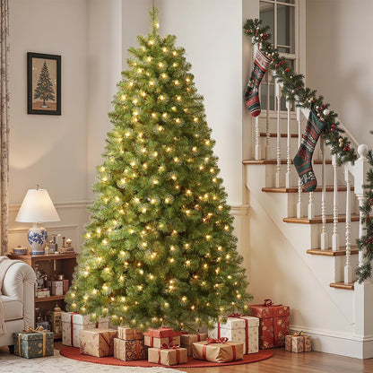 6.5-Foot Pre-Lit Premium Hinged Artificial Christmas Tree with Warm White Lights for Elegant Holiday Decor