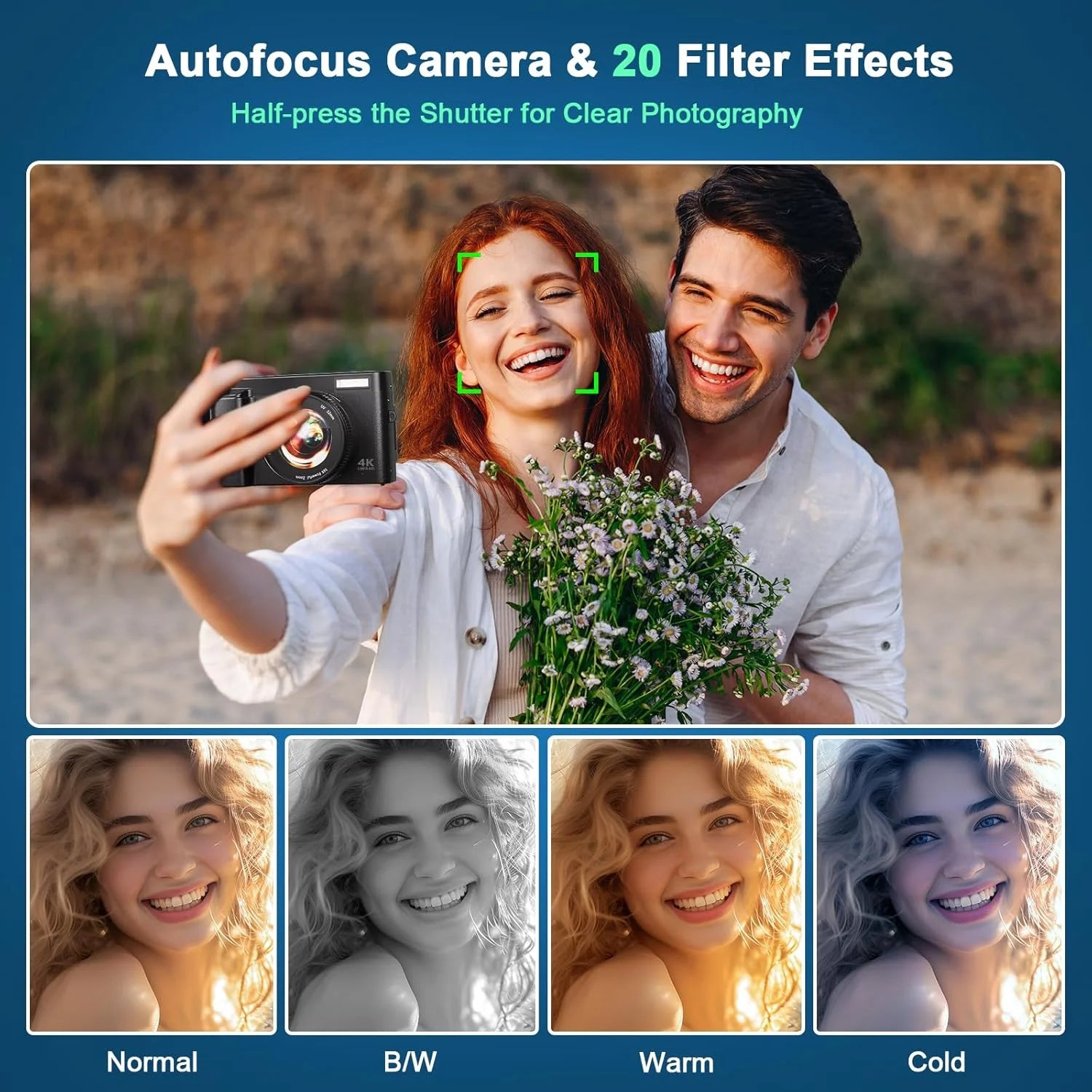 4K 48MP Digital Vlogging Camera with Autofocus and 16X Zoom, Includes 32GB SD Card for YouTube Content Creation