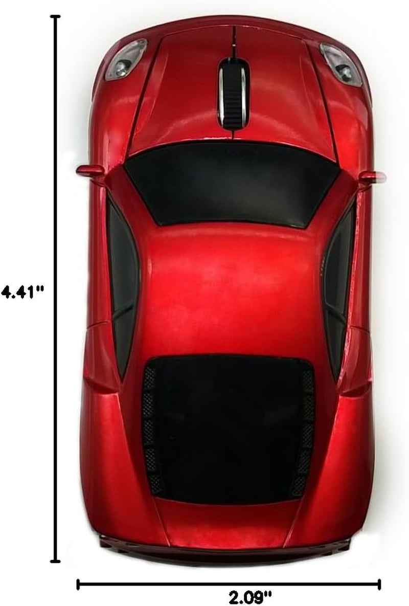 TDRTECH 2.4GHz Wireless Optical Gaming Mouse - Red Sports Car Design, DPI 1600, 3D Functionality