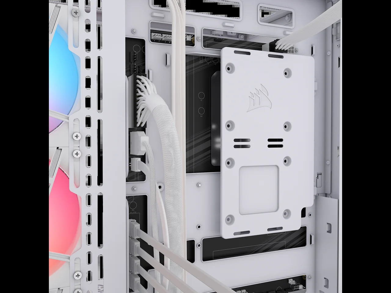 CORSAIR 3500X RS-R ARGB Mid-Tower PC Case – 3X Pre-Installed RS120-R ARGB Fans – GPU Anti-Sag Arm – Tempered Glass – Fits up to 10X 120Mm Fans – Reverse Connection Motherboard Compatible, White
