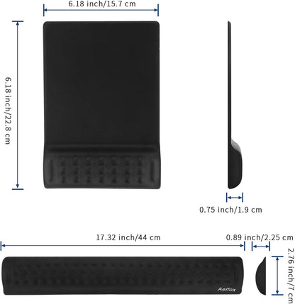 Keyboard Wrist Rest & Mouse Pad with Wrist Support Set, Memory Foam Ergonomic Wrist Pad for Computer Keyboard Laptop Wrist Rest, Arm Rest for Desk Accessories in Home Office School(Black)