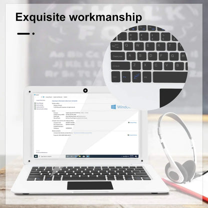 10.1" Inch Portable Kids Laptop Computer Powered by Linux-Android 12 OS, Bluetooth, Wi-Fi- White