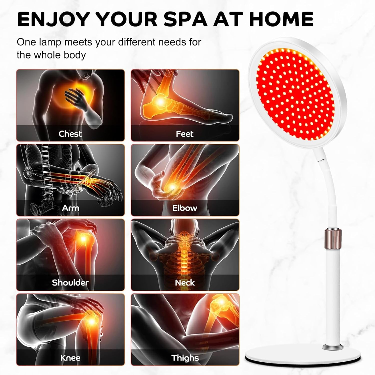 Red Light Therapy Device for Face and Neck with Adjustable Height, 140 LEDs and 660nm Wavelength for Body Treatment