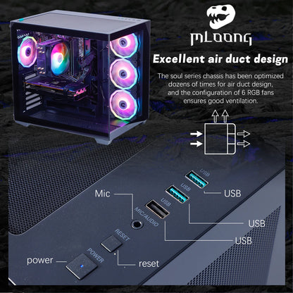 Gaming Desktop PC - AMD Ryzen 5 5500, Radeon RX 6600 8GB, 1TB SSD, 16GB RAM, 650W Power Supply, Windows 11, Wi-Fi, Black