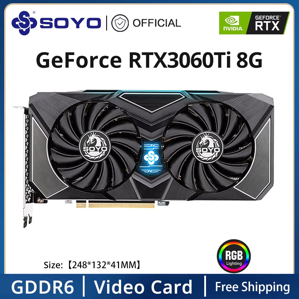 SOYO Full New Graphics Card 1660Super 2060 3060 3070Ti 3080Ti GDDR6/GDDR6X 8G 12G Cards Gaming Video Card NVIDIA Computer GPU