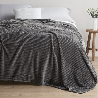 Luxury Soft Lightweight Fleece Throw Blanket - Gray Plush Bed Blanket