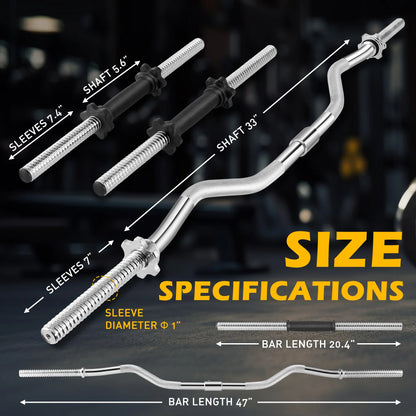 66LB 2-in-1 Olympic Adjustable Weight Set with Curl Bar for Versatile Family Fitness, Black