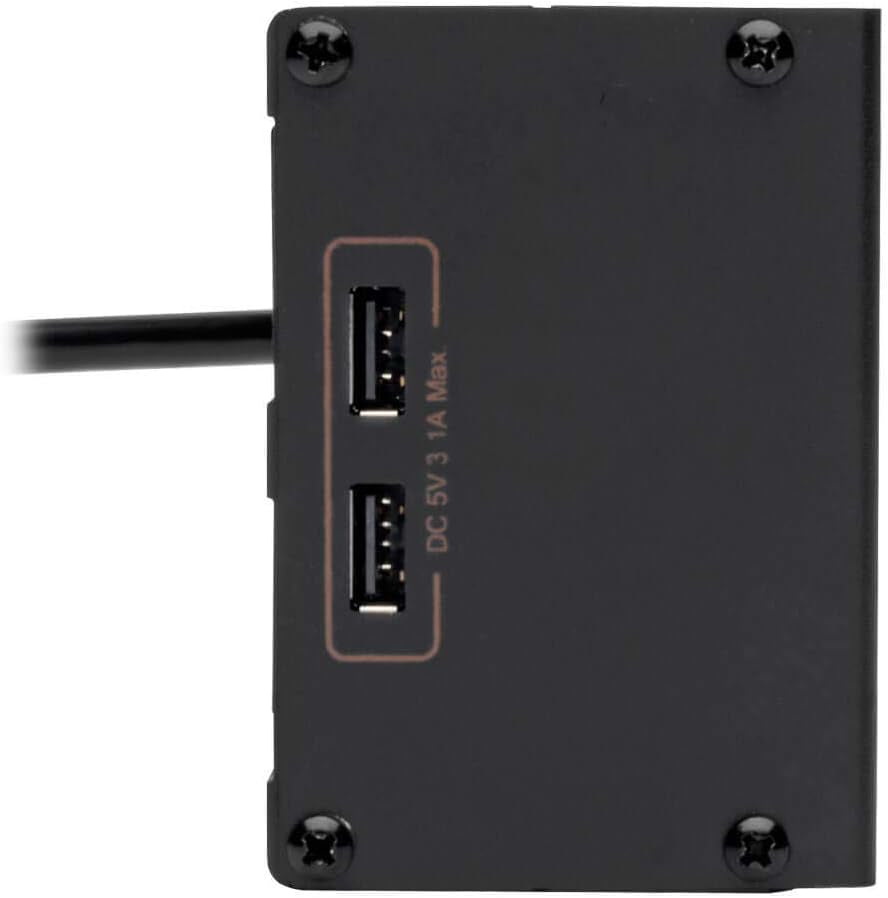 Tripp Lite Isobar 6 Outlet Surge Protector Power Strip with 2 USB Charging Ports,10Ft Long Cord,Right-Angle Plug, Metal, 3840 Joules,Lifetime Limited Warranty & $50K Insurance (Ibar6Ultrausbb)Black