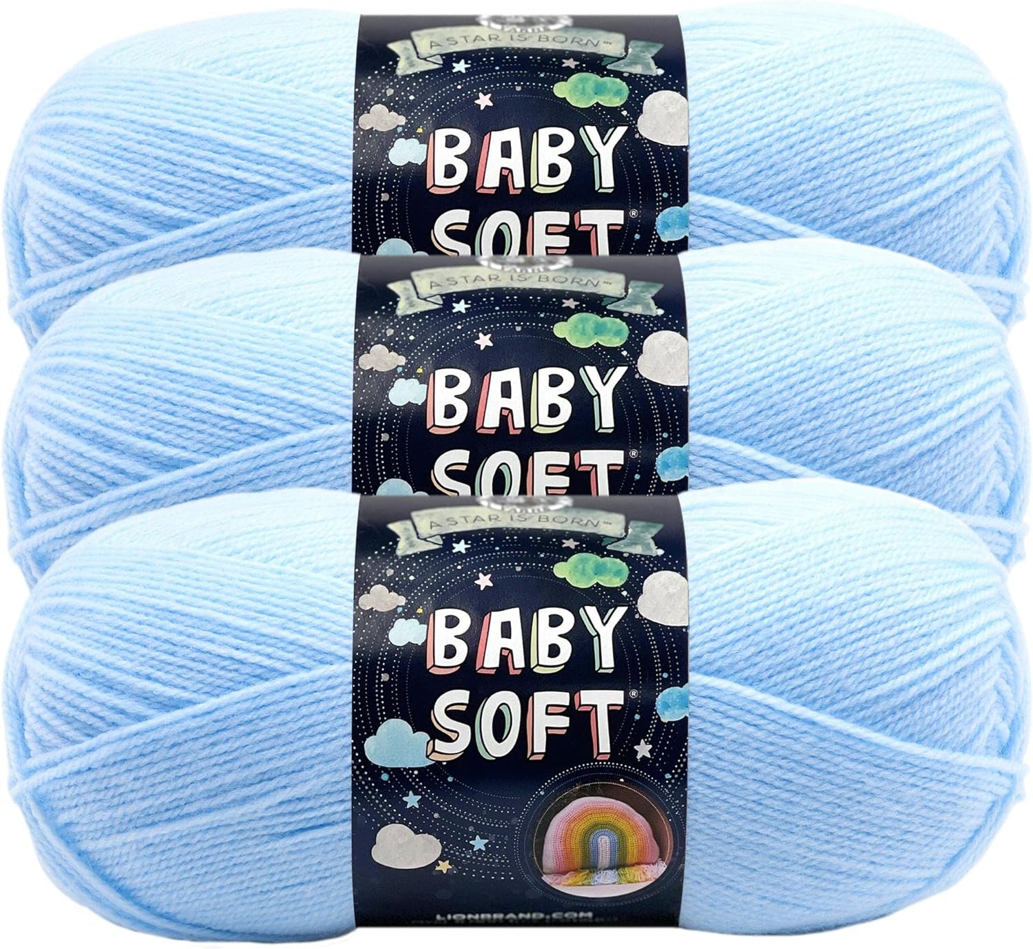 Lion Brand Yarn Baby Soft Blanket Yarn for Crocheting, Knitting, and Crafts, Lemonade, Set of 3