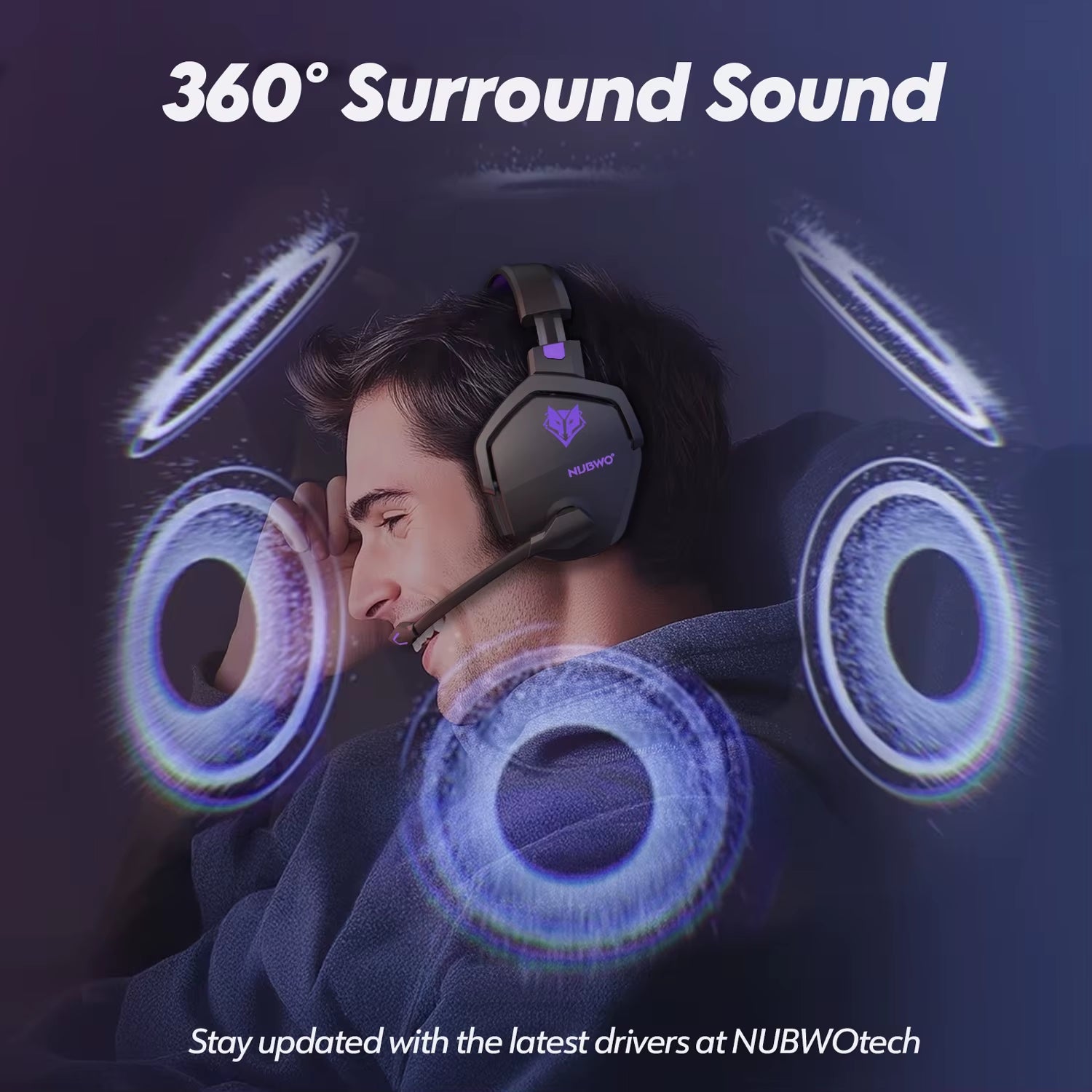 NUBWO G06 Dual Wireless Headsets Gamer with Microphone for PS5, PS4, PC, Mobile, Switch, 2.4Ghz Bluetooth 5.3 Gaming Headphones