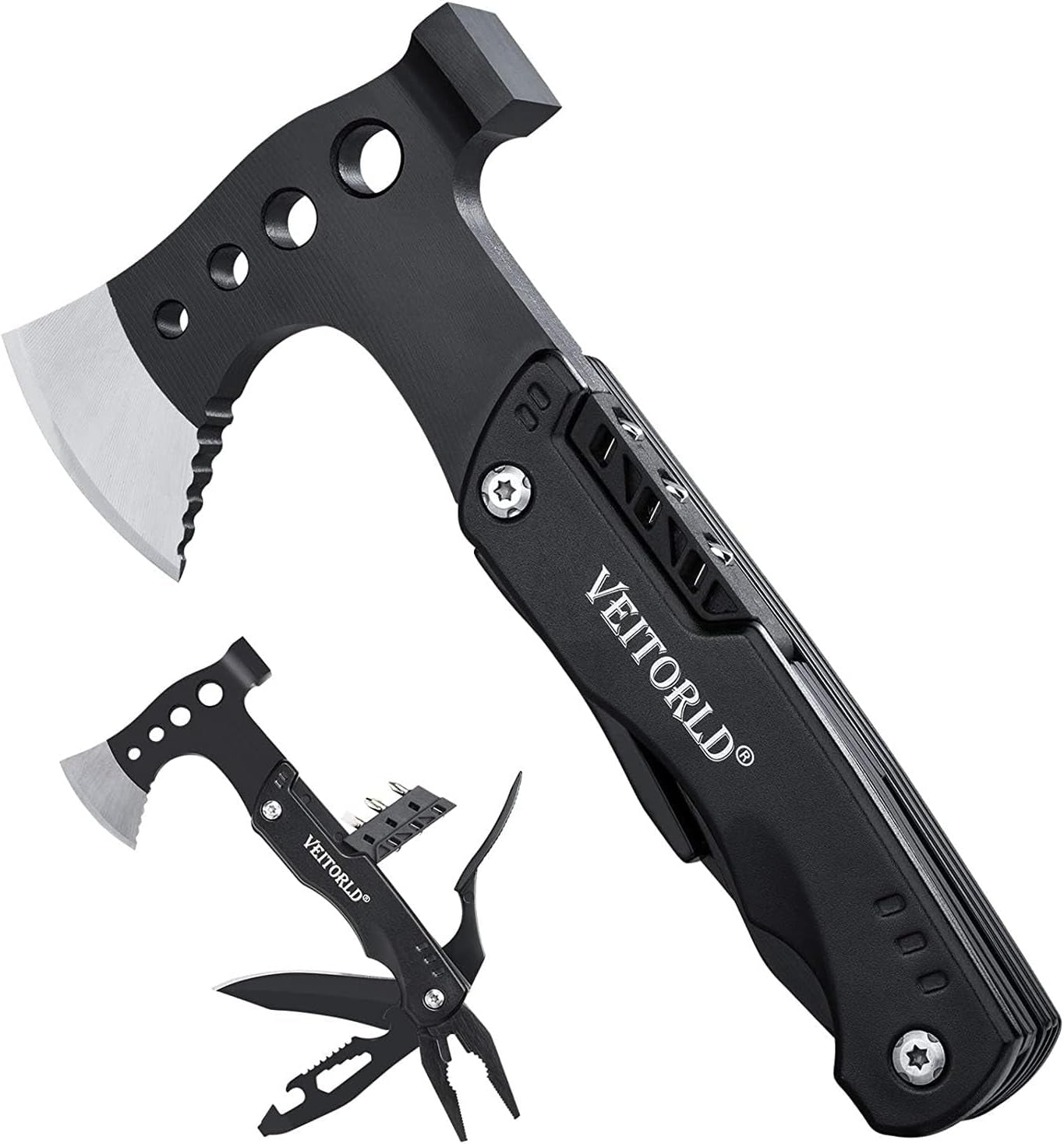 VEITORLD Multitool Axe Hammer - Unique Christmas Stocking Stuffer and Gift Idea for Men, Dads, and Husbands, Perfect for Anniversaries and Birthdays, Ideal for Camping, Hunting, Fishing, and Hiking