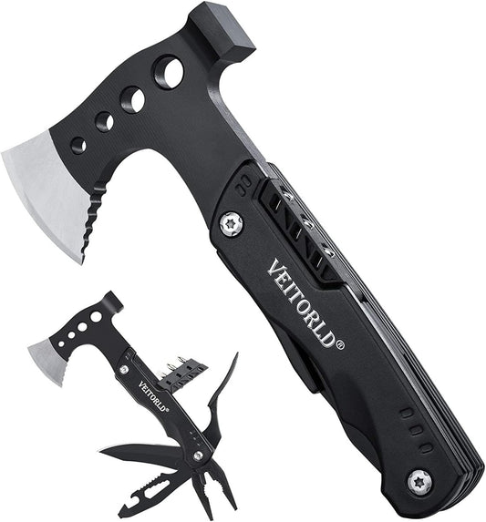 VEITORLD Multitool Axe Hammer - Unique Christmas Stocking Stuffer and Gift Idea for Men, Dads, and Husbands, Perfect for Anniversaries and Birthdays, Ideal for Camping, Hunting, Fishing, and Hiking