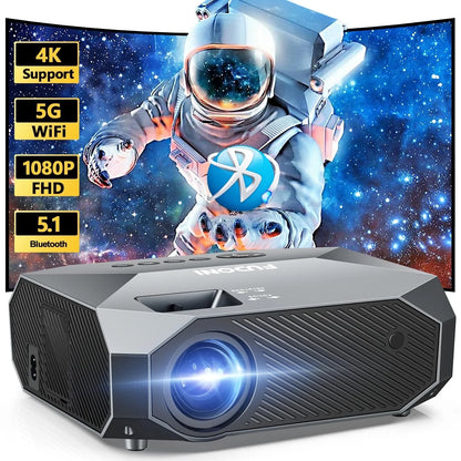 Professional Projector Native 1080P 5G Wifi 300" Display Projector with Bluetooth 5.1, 15000L Full HD 4K Outdoor Movie, 100" Screen Included