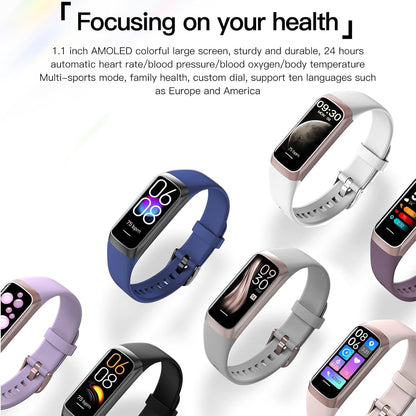 Health and Fitness Tracker for Men and Women - AMOLED Display, Slim Design, 25 Sports Modes, Heart Rate and Blood Pressure Monitoring, Alarm, Stopwatch, Timer, Calories Burned, IP68 Waterproof