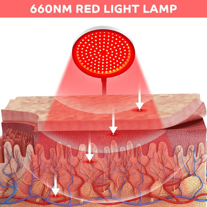 Red Light Therapy Device for Face and Neck with Adjustable Height, 140 LEDs and 660nm Wavelength for Body Treatment