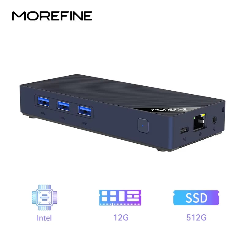 MOREFINE M10 Mini PC Alderlake N100 Portable Computer LPDDR5 12GB 512GB Windows11Pro SATA SSD 1000M Pocket Pc Gaming Computer