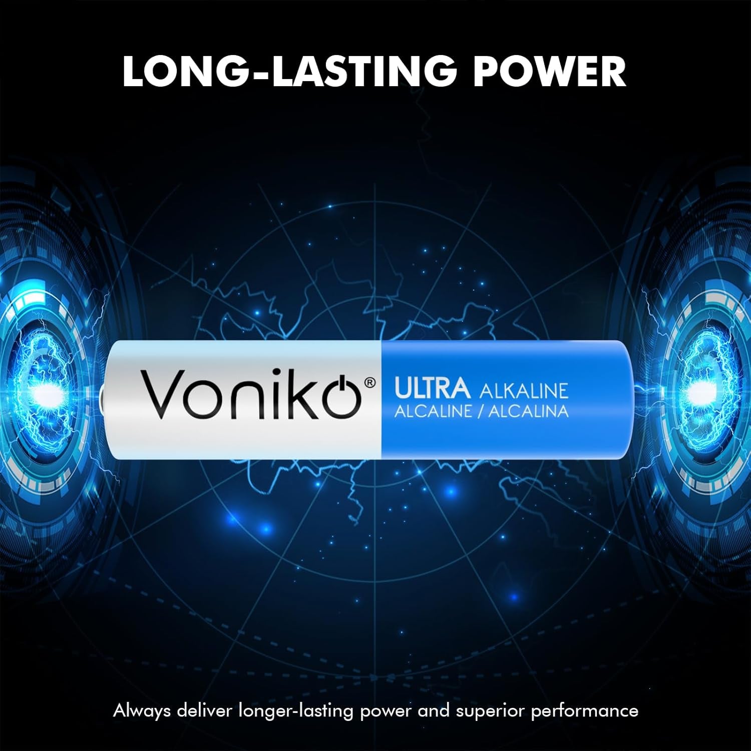 Voniko Ultra AAA Alkaline Batteries - 24 Pack, Long-Lasting Performance, 10-Year Shelf Life, Leak-Proof and Mercury-Free