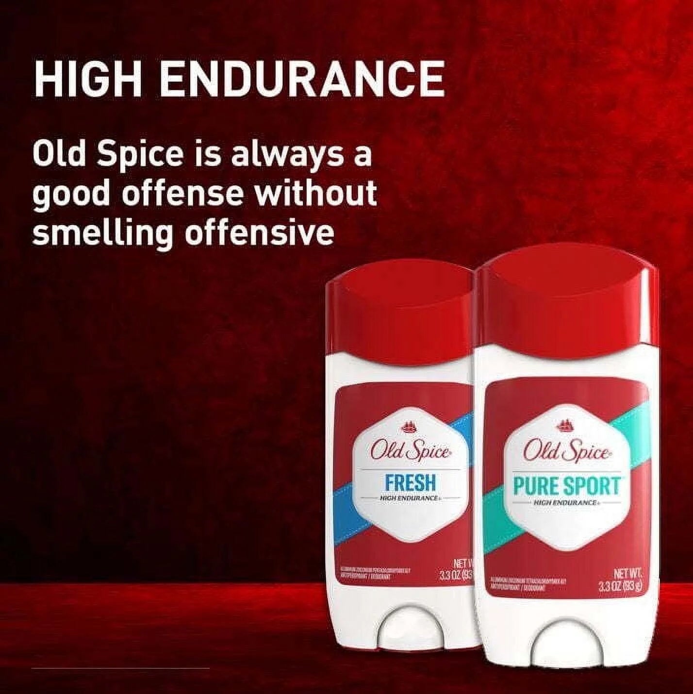 Old Spice High Endurance Antiperspirant Deodorant for Men, Stick, Pure Sport, 3.3 Oz (2 Pack)