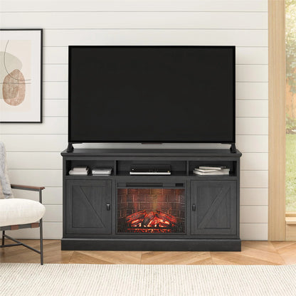 Ashton Lane Electric Fireplace TV Stand with Remote for Tvs up to 65In, Black Oak