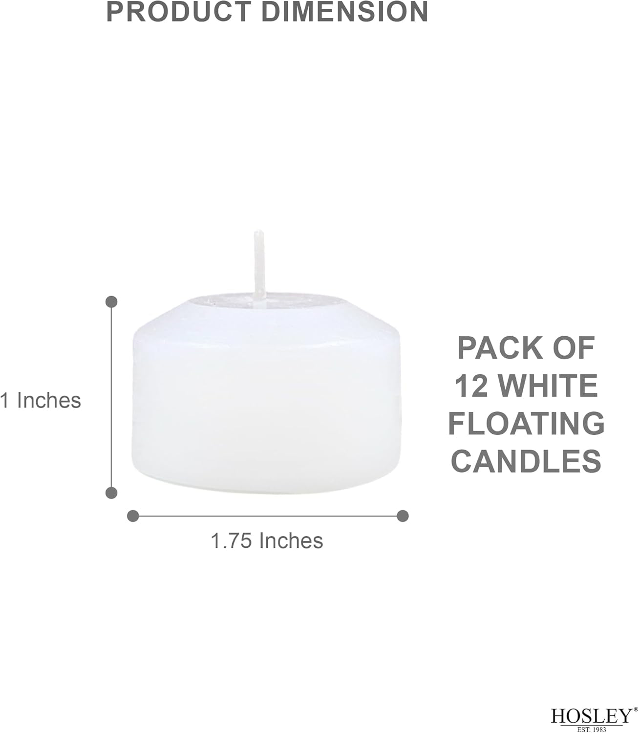 Hosley Set of 12 White Unscented Mini Floating Candles - 1.6" Discs with Smokeless Cotton Wicks for Elegant Centerpieces, Perfect for Weddings and Home Décor