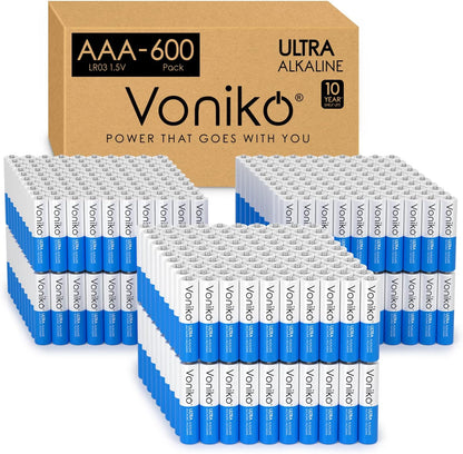 Voniko Ultra AAA Alkaline Batteries - 24 Pack, Long-Lasting Performance, 10-Year Shelf Life, Leak-Proof and Mercury-Free