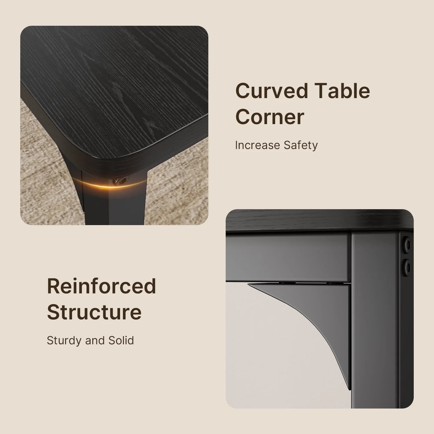 47-Inch Wooden Dining Table and Chair Set for 4 with PU Leather High Back Support, Ideal for Small Spaces, Black