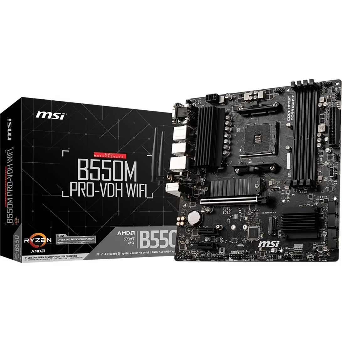 MSI B550M PRO-VDH WIFI Desktop Motherboard - AMD Chipset - Socket AM4 - Micro ATX (244357)