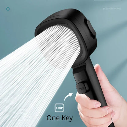 High-Pressure Water-Saving Shower Head with 3 Adjustable Modes and One-Key Stop Function for Enhanced Bathroom Experience
