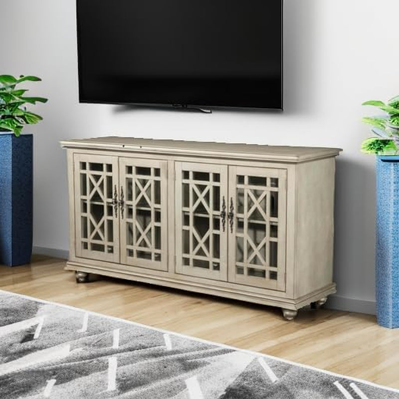 Martin Svensson Home Marche 63" Antique Silver TV Stand - Versatile Multi-Functional Design with Ample Storage in Two Large Cabinets